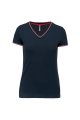 Dames T-shirt V Hals Kariban K394 NAVY-RED-WHITE